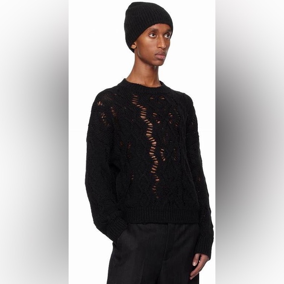 Our Legacy Sweaters - Our Legacy cable sonar Black Textured Knit Sweater